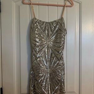 Lulu's Silver Sequin Mini Dress